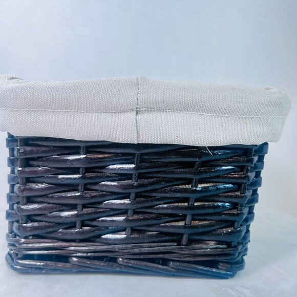 Black Dk Brown  Wicker Storage Basket Removable Beige Canvas Liner Homecore Bath - Picture 2 of 7